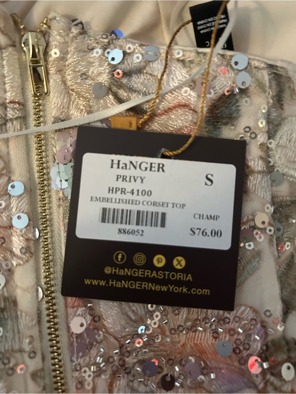 Beautiful Strapless Floral Sequin Corset Top - Neutral Blush - Picture 4 of 4